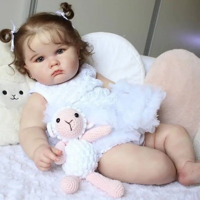 24 Zoll Reborn Baby Mädchen Puppe weiches Silikon 3D Haut Gefäßvene Handarbeit