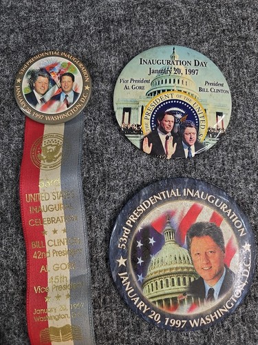 Vintage PRESIDENT BILL CLINTON Pinback Pin Button Badge Lot 90s Democrat - Picture 5 of 8