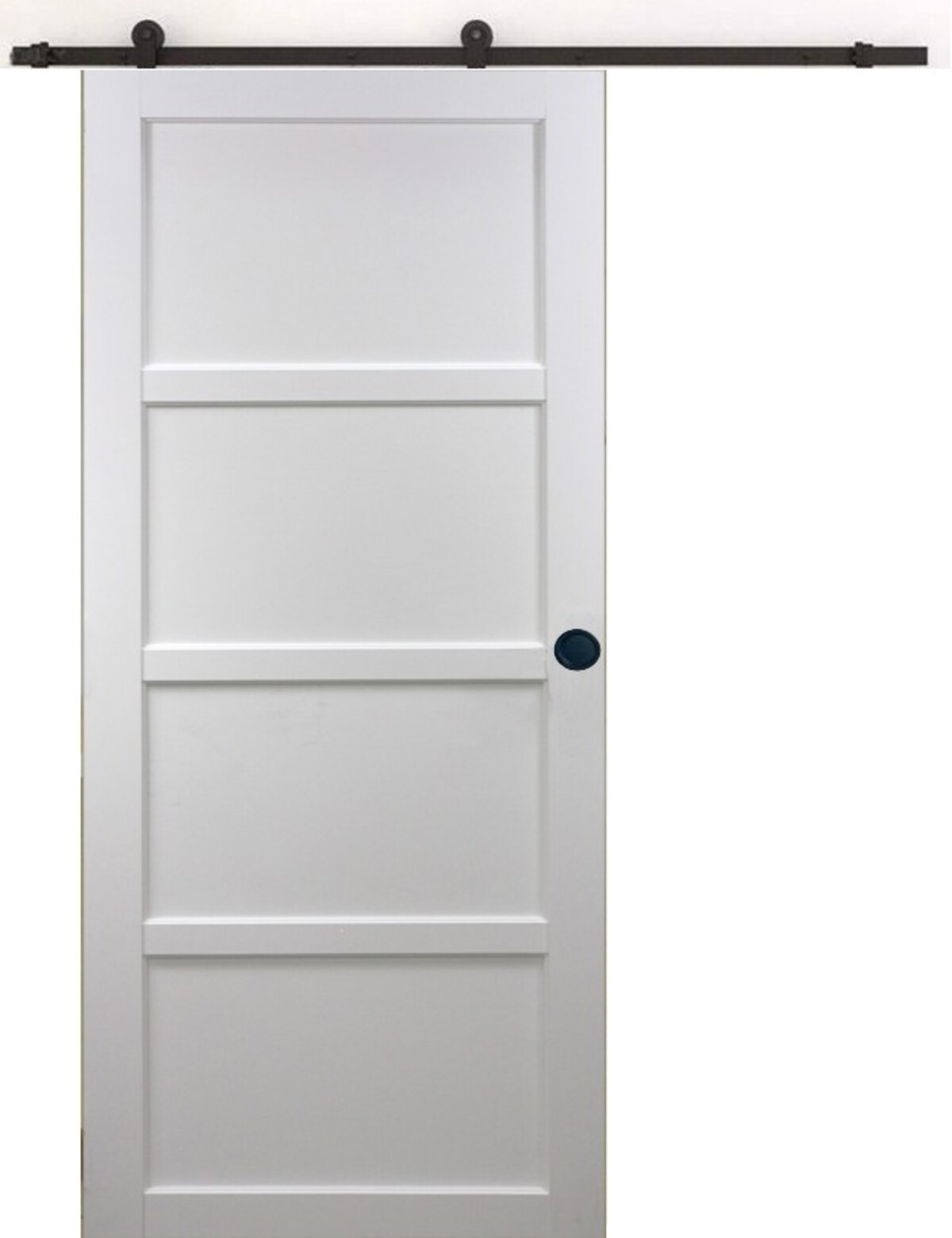 Porte coulissante Tamera en bois blanc 4 panneaux avec ferrure robuste et finitions soignées