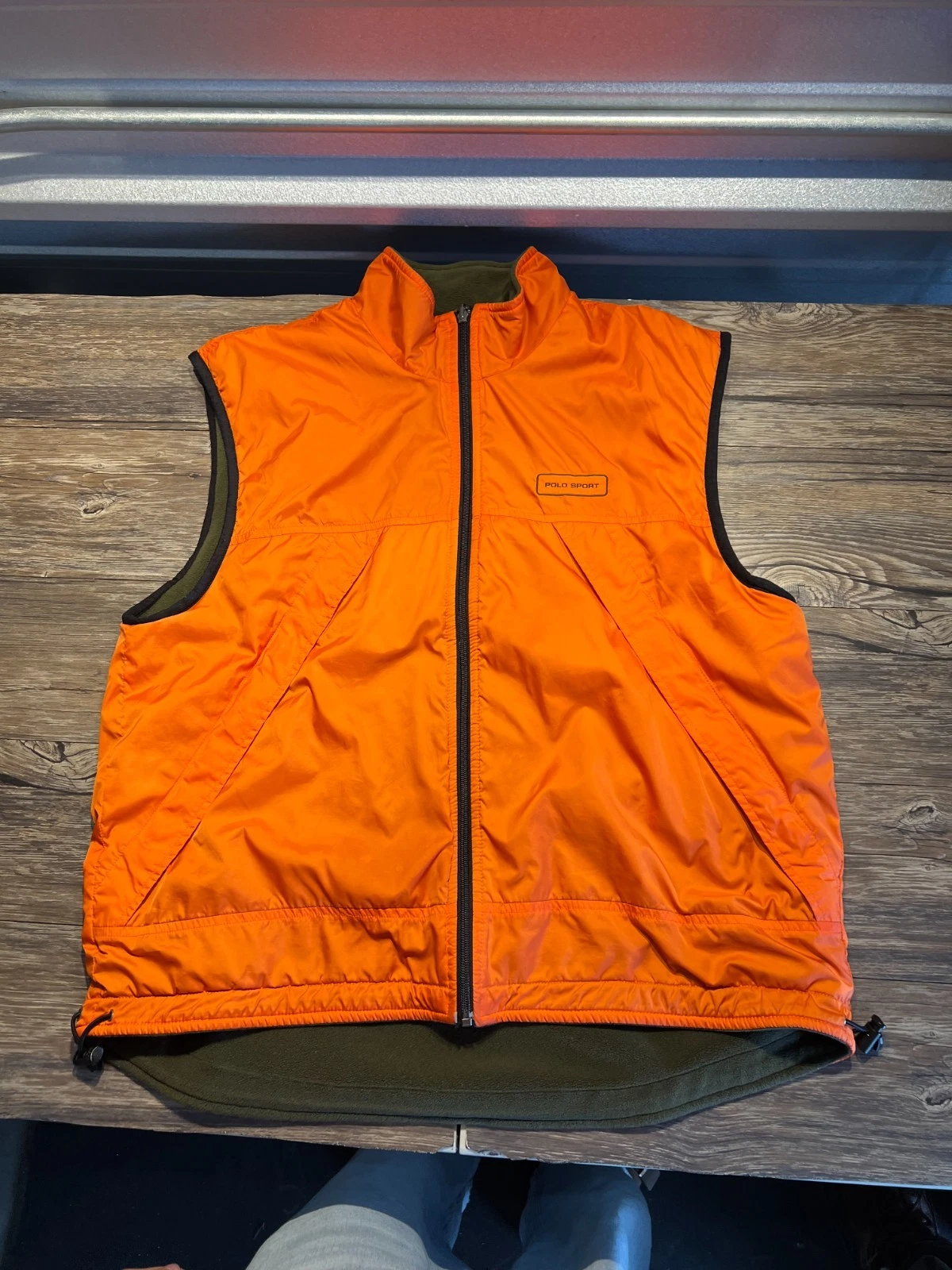 Polo Sport Ralph Lauren Reversible Vest Men XL Orange Fleece Outdoor Zip