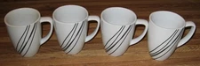 Corelle Simple Lines White/Black Coffee Cups/FOUR CUPS/Used
