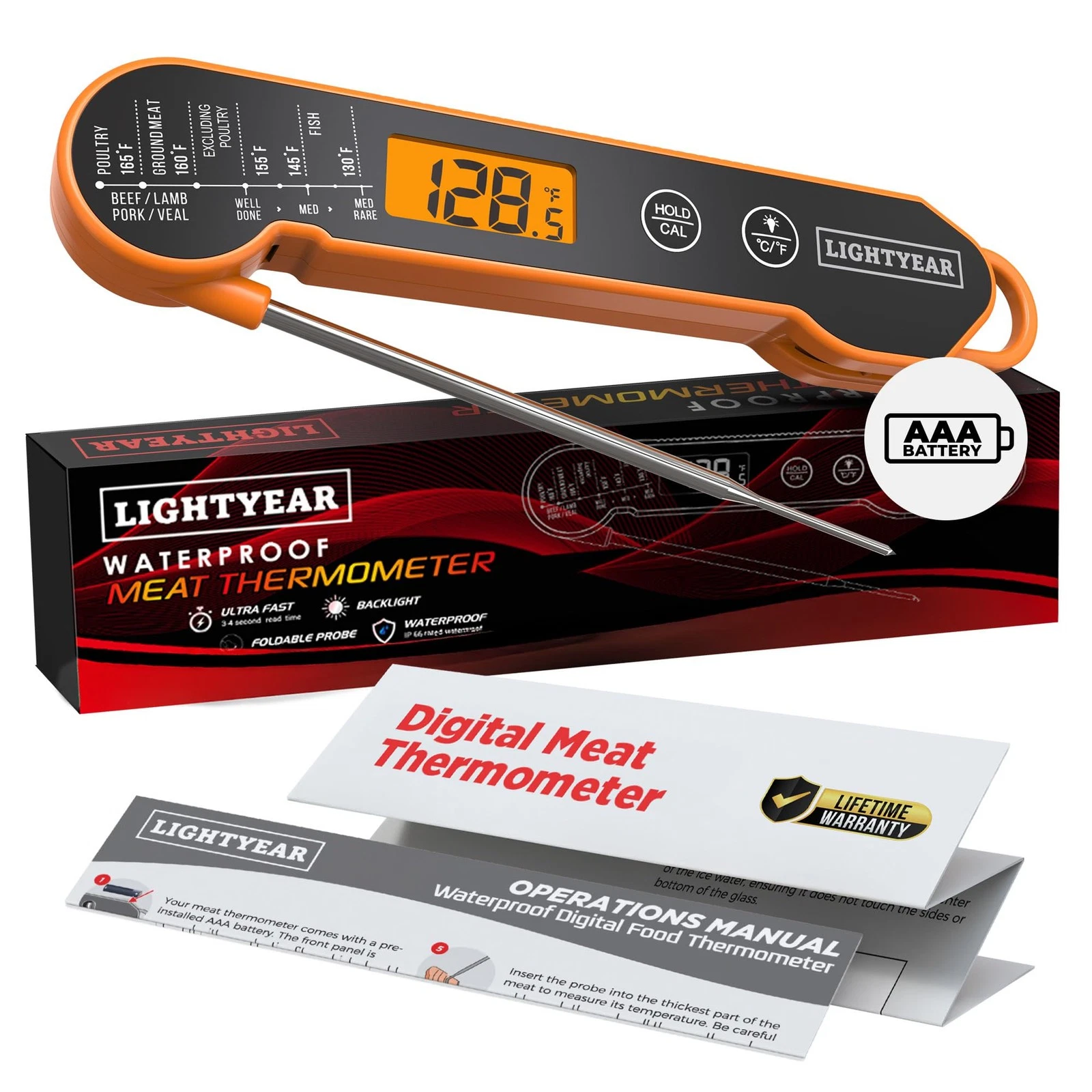 Meat Thermometer | Instant Read Cooking Thermometer for Grilling, Roasting & ...