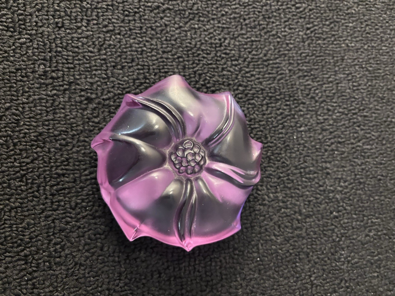 Lalique Datura Stramonium Crystal Paperweight Violet Glass