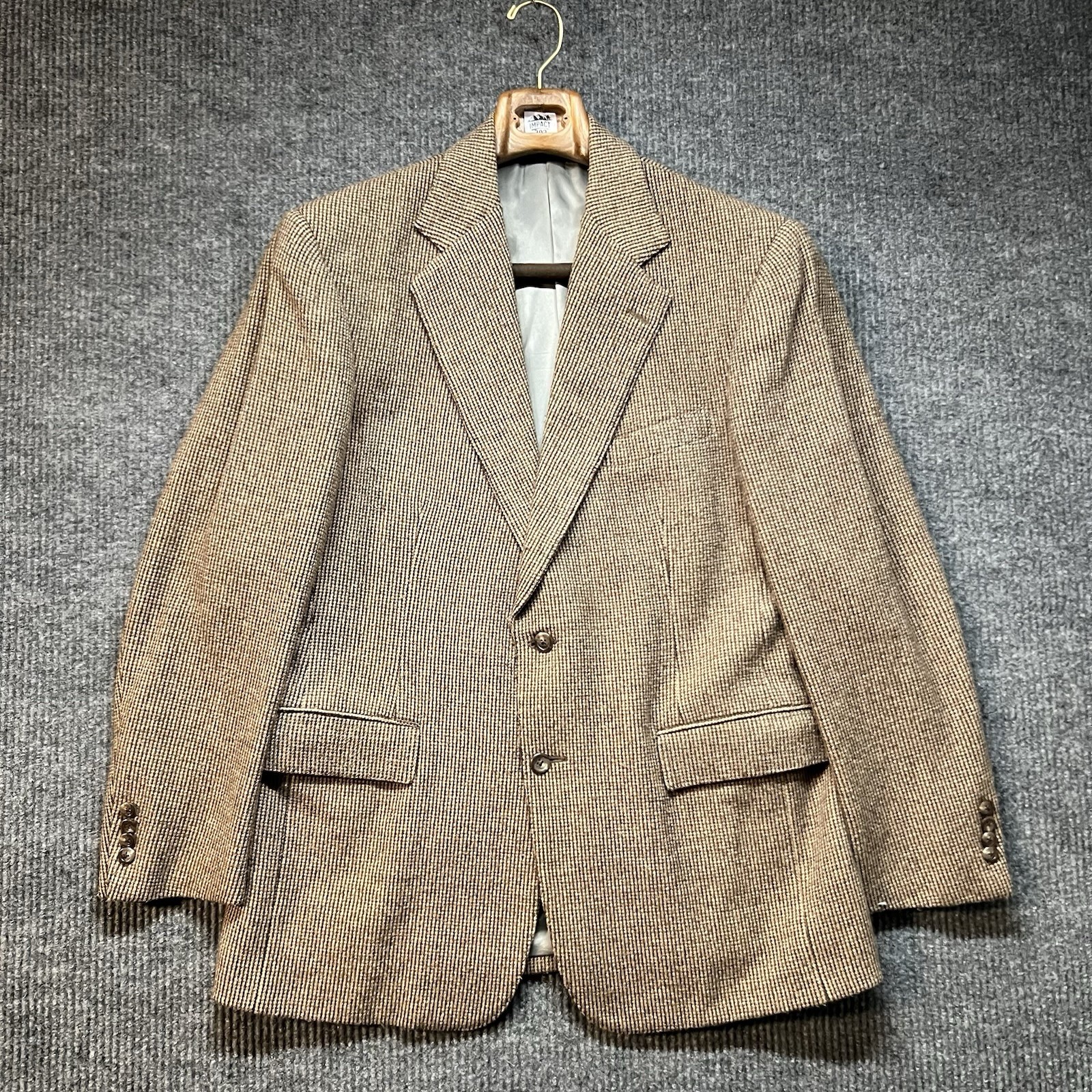 Polo Ralph Lauren Tweed Blazer Jacket Mens Size 40 Reg Brown Made In USA