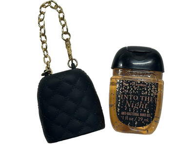 BATH & BODY WORKS BLACK BAG INTO THE NIGHT POCKETBAC HOLDER HAND SANITIZER SET