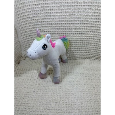 Hairmazing Unicorn Plush Kids 9 Inch White Excellent Rainbow Mane Glitter Horn