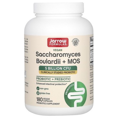 Vegan Saccharomyces Boulardii + MOS, 5 Billion CFU, 180 Veggie Capsules