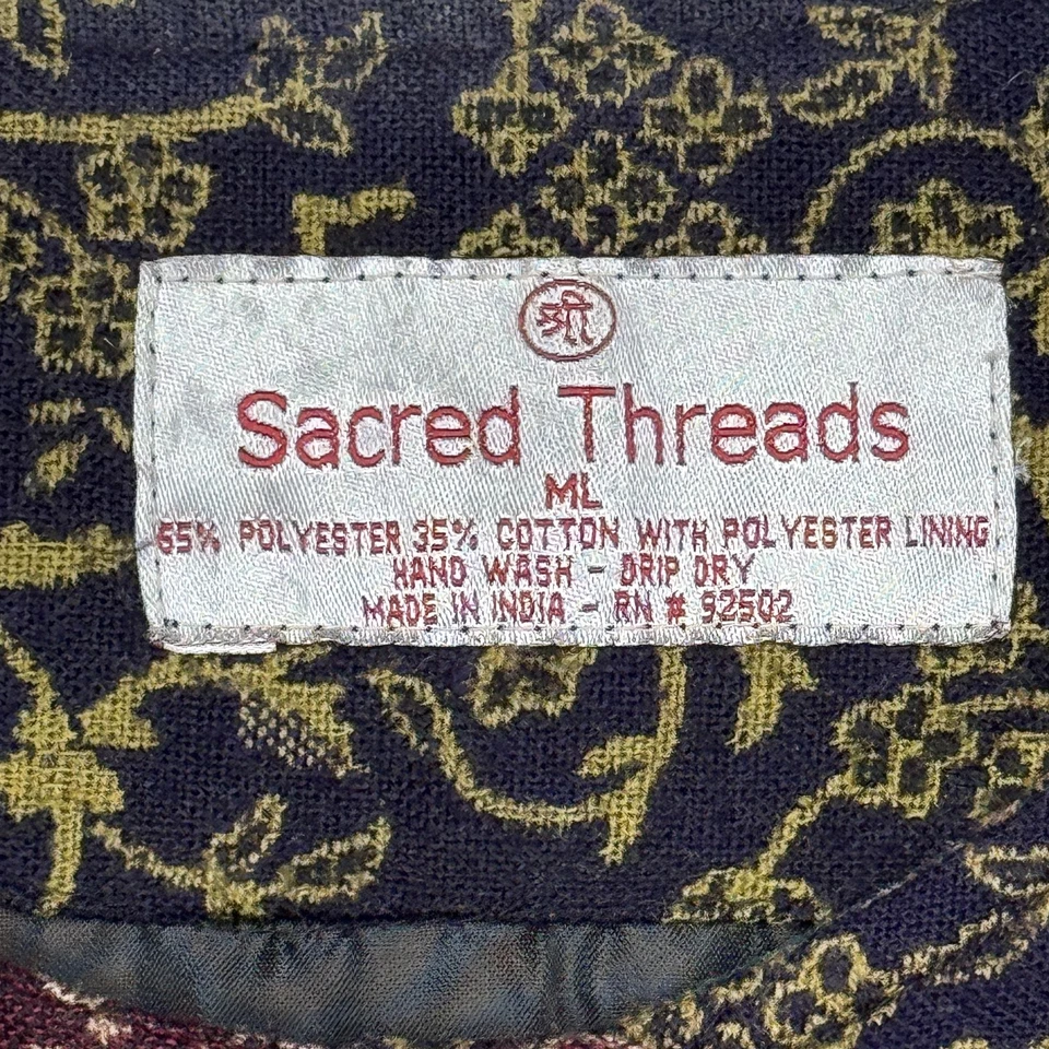Sacred Threads Jacket Womens Medium Large Multicolor Patchwork Boho Floral - Image 2 of 4
