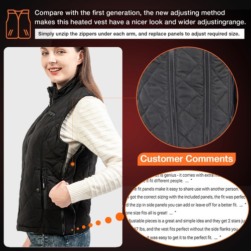 ARRIS Chaleco Térmico para Mujer, Talla Ajustable 7.4V Chaleco Cálido Eléctrico 8 Calefacción - Imagen 4 de 26