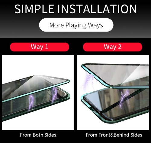 360° Magnetic Tempered Glass Case For iPhone 16 15 14 13 12 Pro Max 11 XR 8 Plus - Picture 12 of 18