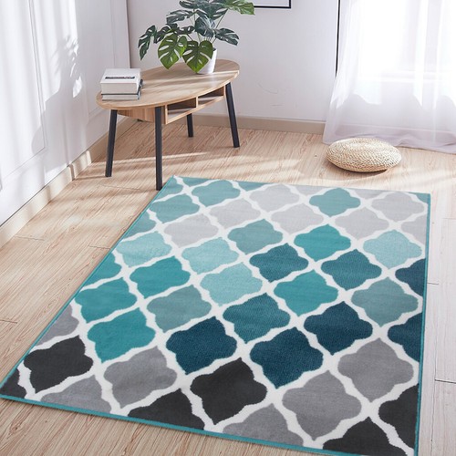 Blue Trellis Rugs | Modern Moroccan Living Room Rugs | Long Hallway Runner Rugs - Picture 7 of 24