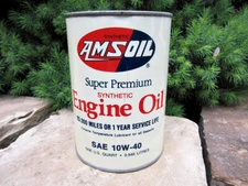 NOS Vintage AMSOIL SAE 10W-40 Synthetic Engine Oil 1 Quart Metal Can Full Qt