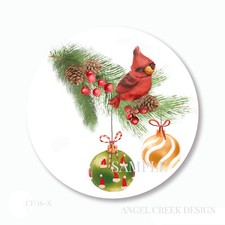 Cardinal Christmas Ornaments Scrapbook Stickers Labels Envelope Seals