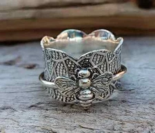 Honeybee Spinner Ring, 925 Sterling Silver, Honey Bee Spinner Friendshi All size