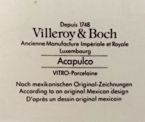 Villeroy & and Boch ACAPULCO dinner plate 26cm or 10 1/4 inch brown stamp UNUSED - Picture 10 of 10
