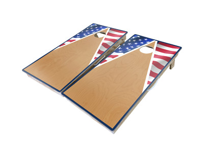 American Flag Half Triangle Cornhole Board Set