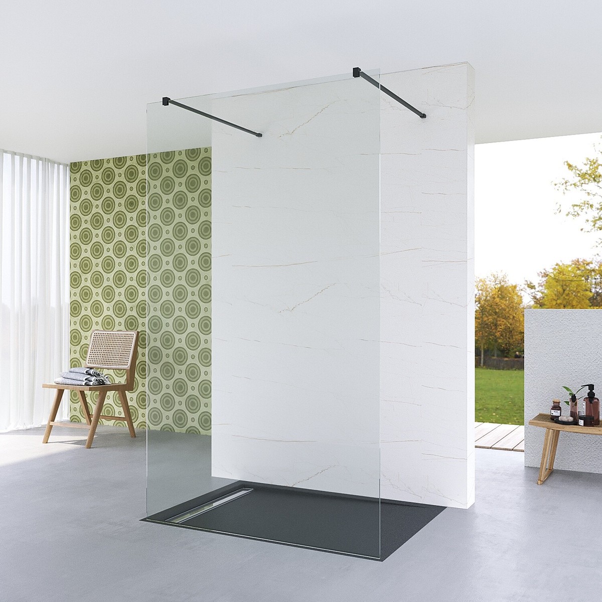 Walk-In Duschwand Aus ESG-Sicherheitsglas – 8 Mm Dick, Maßgefertigt, Rahmenlos – Für Badewanne Oder Bodenebene Dusche