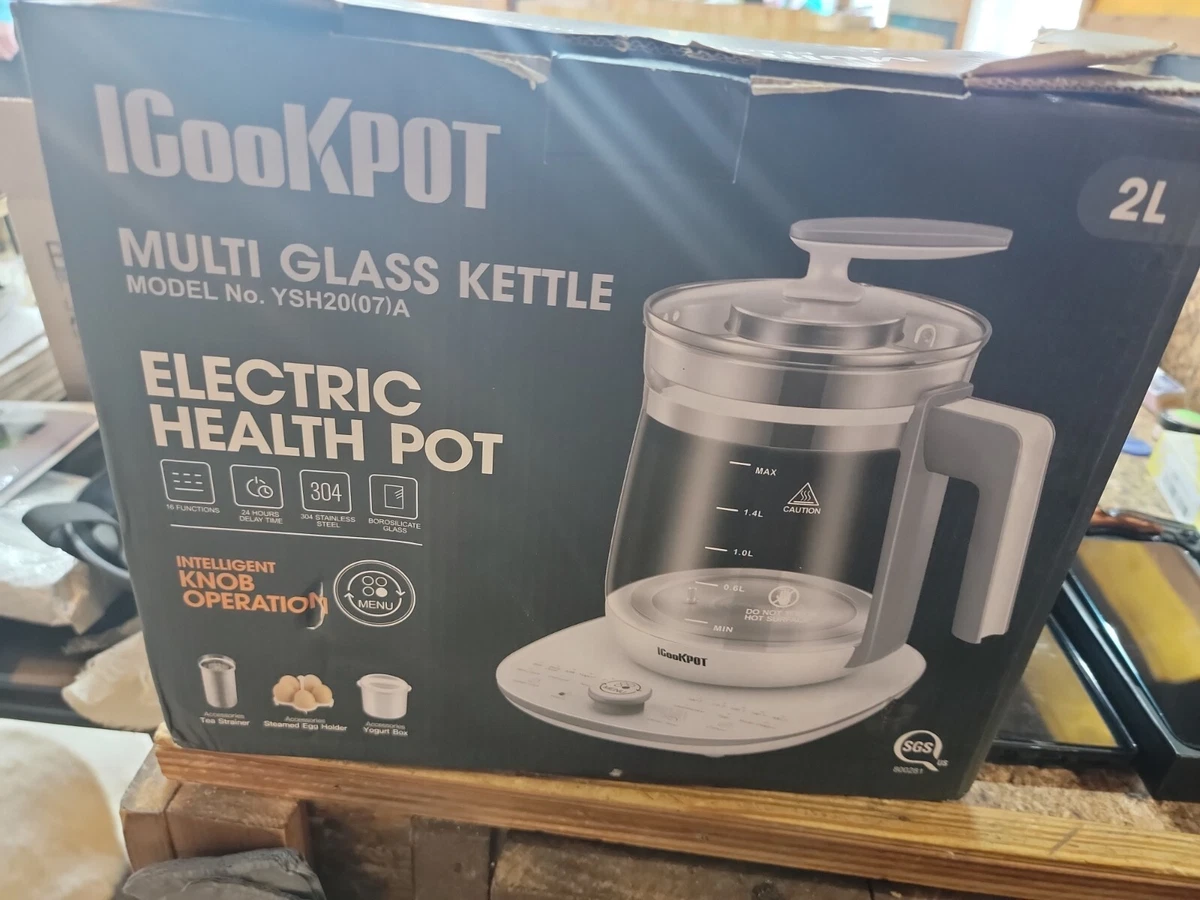 ICOOKPOT Multi-Use Electric Kettle Borosilicate Glass Tea Maker