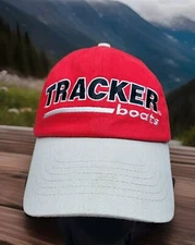 Tracker Boats Fishing Boat Hat Cap Red Beige Pontoon Bass Boat