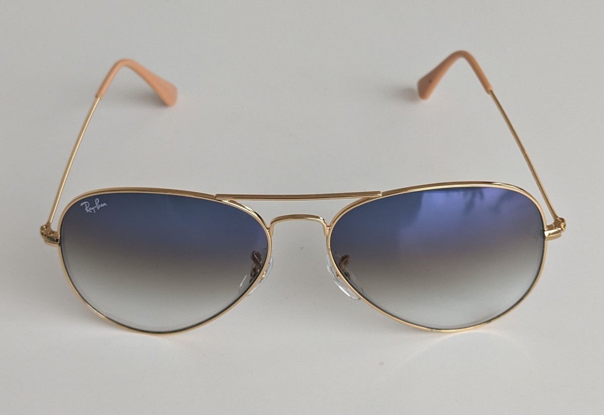 Ray-Ban Sunglasses Blue Gradient Gold Aviator 62mm RB3025 001/3F