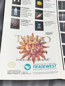Taboo the Sixth Sense Nintendo NES Game w/ Poster- Cleaned, Tested & Works Great