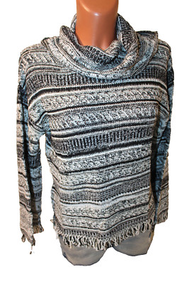 Bodyflirt Oversized weiter Pulli XS 32/34 langarm Fransen Pullover Rollkragen