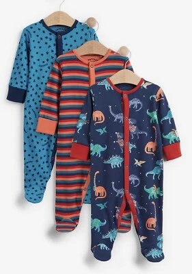 FAT FACE Fatface Baby Jungen 3er Pack Weihnachten Dinosaurier Schlafanzüge *Neu mit Etikett*
