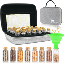 Seed Storage Organizer 40 Slots with Dual Zipper 42 Labels Glass Container New