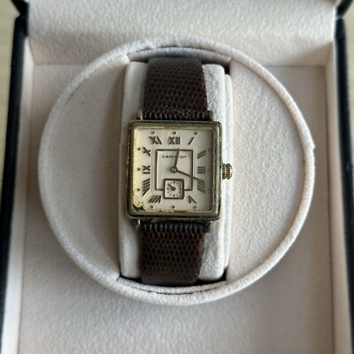 80 s Hamilton Quartz 4 Jewel Gold Square Face Men s Tank Wrist Watch