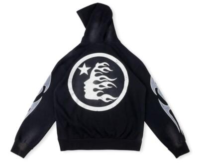 Hell Studios star casual hip-hop letter graffiti portrait print vintage hoodie