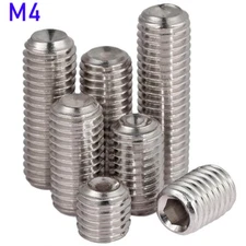 M4 - 0.7 304 Stainless Steel Grub Screws Hex Socket Set Screws Cup Point DIN 916