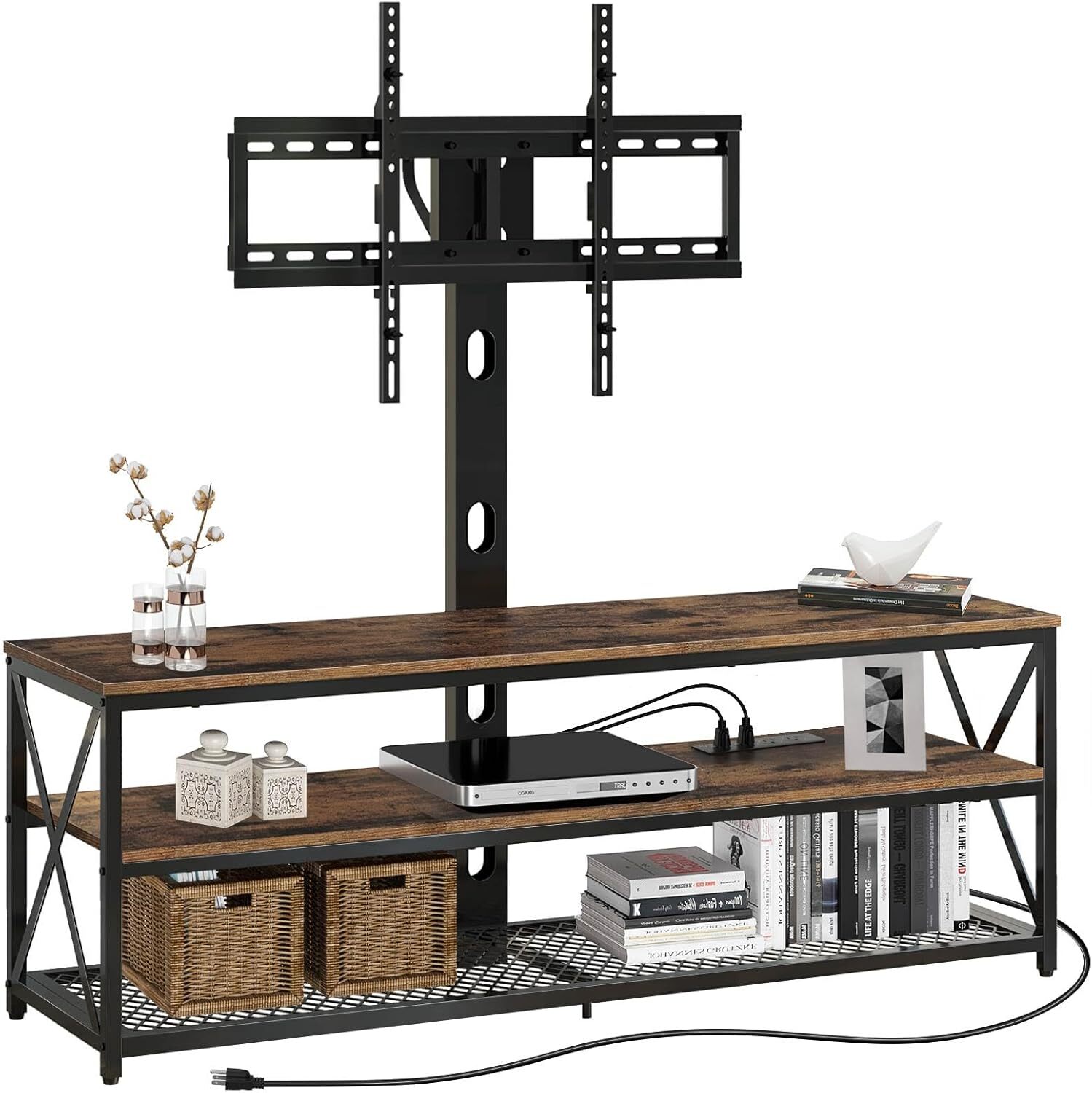 With Mount And Power Outlet 51",swivel Tv Stand Mount For 32-70inch Tv