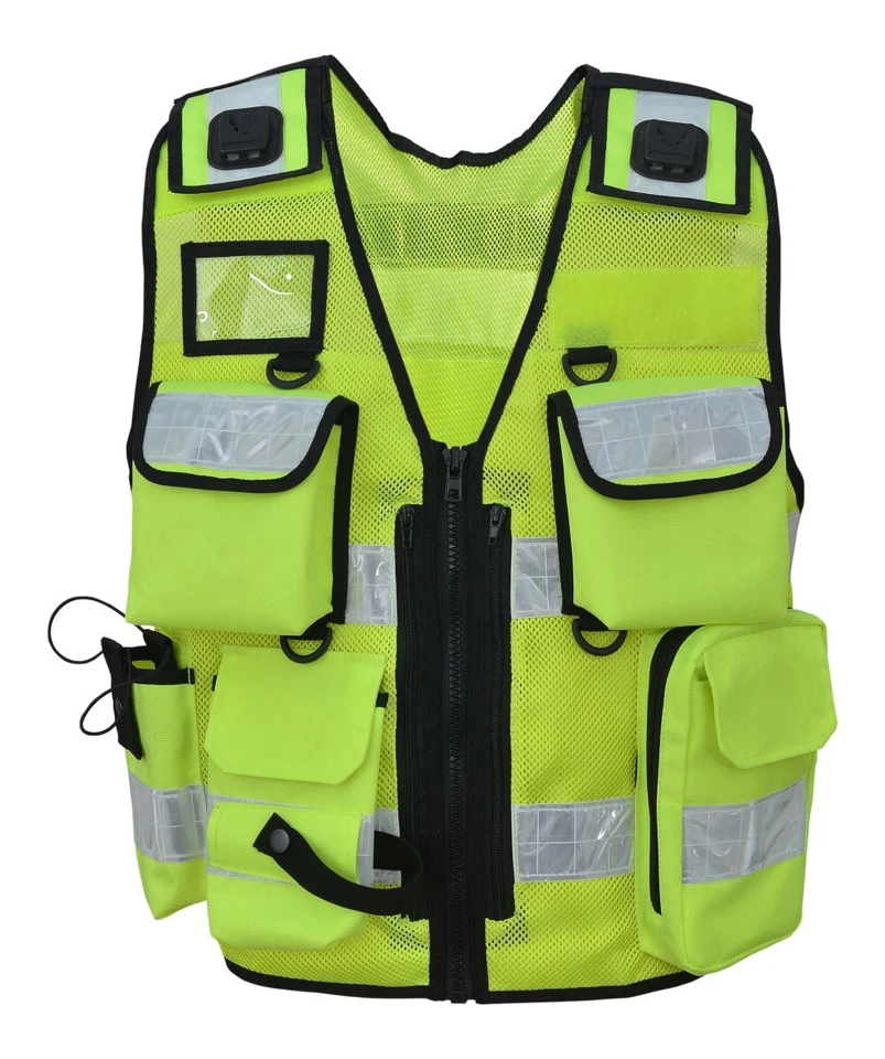 Neu 1213 Gelb Reflektierende Hundeführer Sicherheitsweste Security m. 2x Patches - Bild 4 von 4