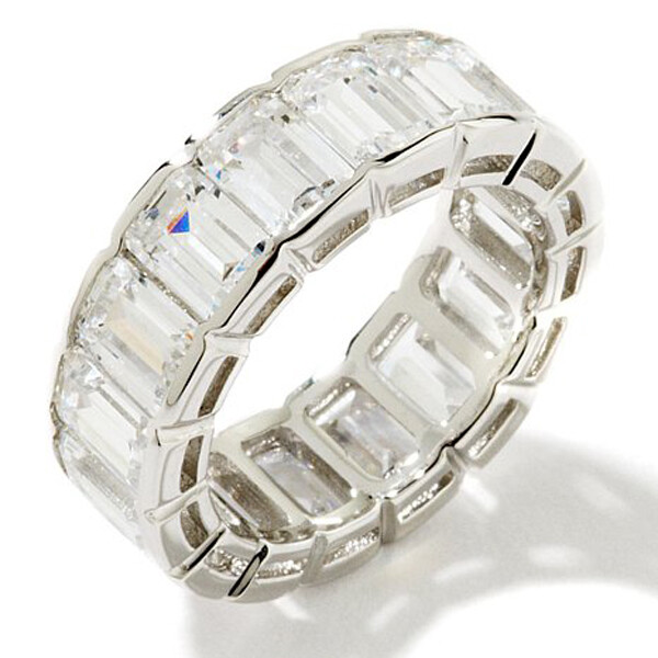 Eternity Wedding Band in Sterling Silver with Emerald CZ-image