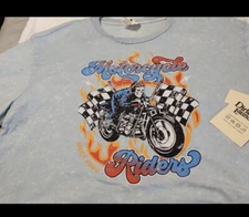 Dirtee Laundry Motorcycle Riders Distressed Graphic Crop Top Sz Xl
