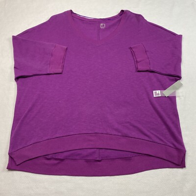 JCP Purple V-Neck Top Sz 2X Dolman Sleeve Relaxed Fit Elevated Casual Core NEW