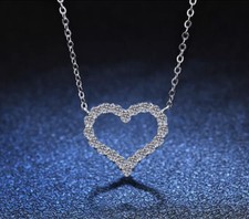 Christmas Snow Heart Pendant Necklace