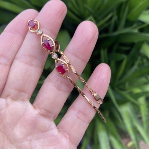 Natural Ruby 2.885ct W/ 0.096ct diamond 18K rose gold bracelet 31.7ct 17cm #294 - Picture 14 of 22