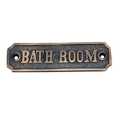 Bathroom Door Sign plaques Antique Brass Finish size 11 x 3.3 x 0.3 Cms - Foto 1 di 2