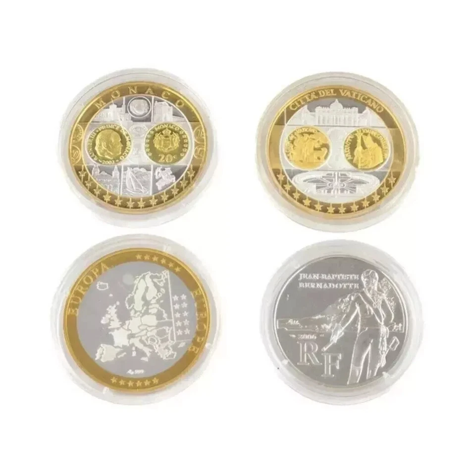 Three Europe Coins Silver & Gold Jean-Baptiste Bernadotte One Quarter Euro Coin - Image 2 of 2