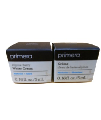 2x Primera Alpine Berry Watery Water Face Cream Travel Size Lot 0.16oz/5ml each