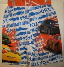 Disney Cars White Orange Swim Suit Trunks Shorts Boys Size 6 / 7 NWT