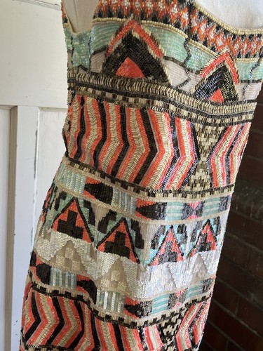 Forever New Beaded Sequin Shift Mini - Size 8 - Picture 2 of 7