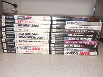 Lot Of 20 PLAYSTATION 2 PS2 Games Madden ford NHL NFL NBA ncaa ESPN Suzuki mlb