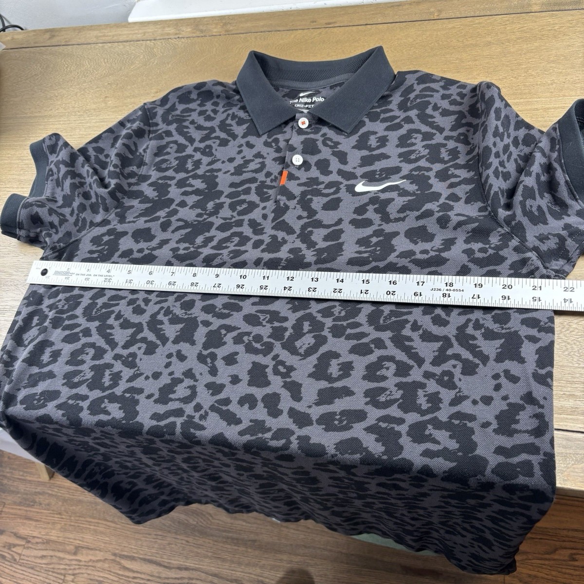 Nike Polo Dri-FIT Black Leopard Print Short Sleeve Goft Shirt