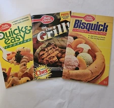 3 Betty Crocker Cookbooks: Bisquick Classics,Quick Easy Cook,On Grill,PB,Illust