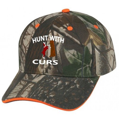 Cap Hat Solid Back Camo Orange Trim Hunter Dog Cur Tree Squirrel Embroiderded