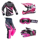 Kids MX Wulfsport 2026 WARHAMMER Shirt Pant Helmet Gloves & Goggle Pink Set #14