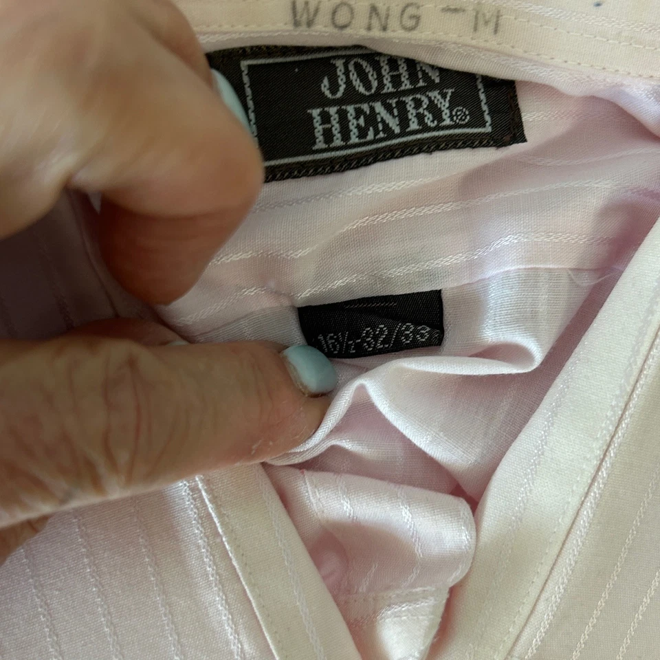Camisa de Vestir John Henry Vintage Ajustada Rosa Cuello Extendido Talla 16.5 32/33 Foto 4 de 4