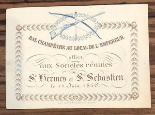 Ghent Invitation 1846 Porcelain Trade Card Bal Champetre Au Local De L'Empereur
